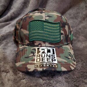 RUNS DEEP Tactical USA American Flag Premium Tactical Camo Snapback Cap/Hat